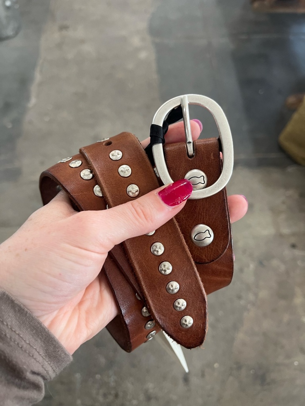 Campomaggi Brown Leather Studded Belt - Picture 2 of 2